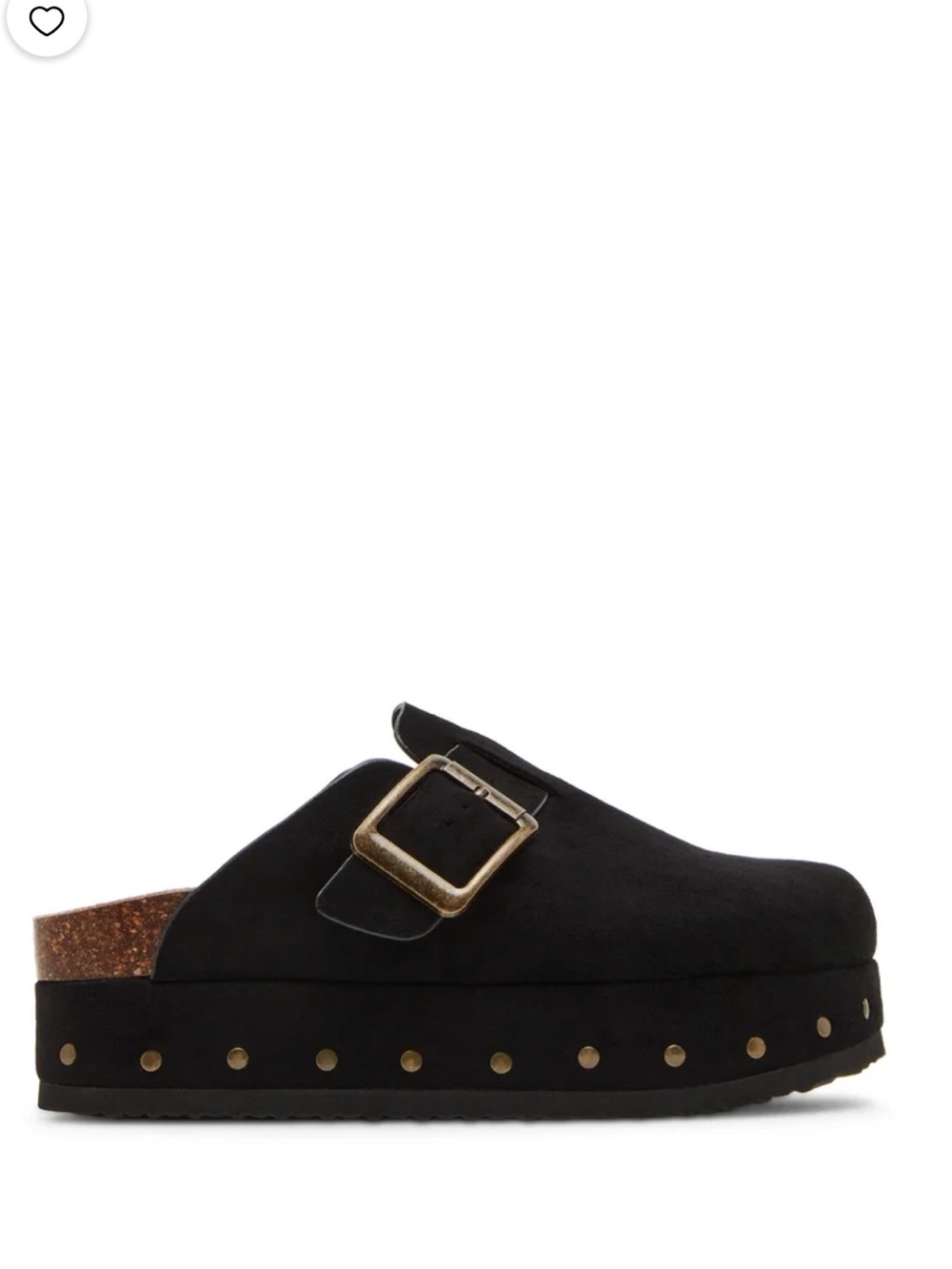 Black Platform Mule with Buckle and Stud Detail